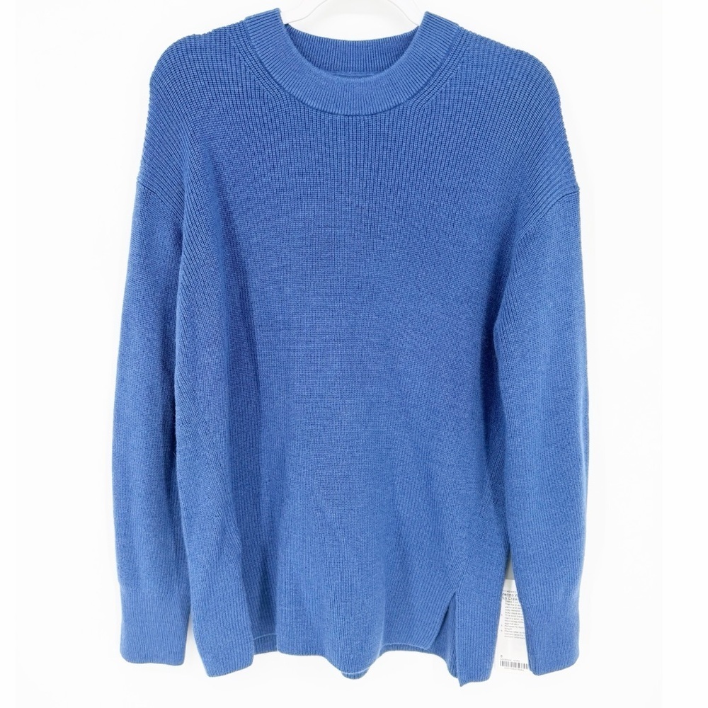 NWT Lululemon Merino Wool-Blend Ribbed Crewneck Sweater Heathered Psychic Size 8 - Picture 2 of 6